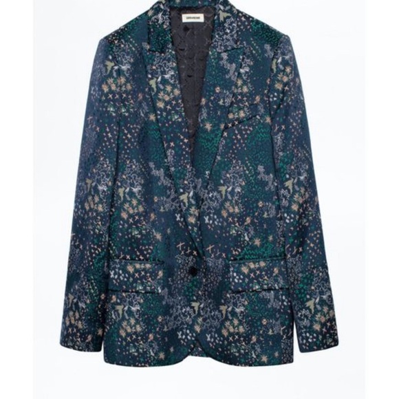 Zadic & Voltaire Navy - size 36 ZADIG & VOLTAIRE
Printed Notch Lapel Jacket - Picture 4 of 13